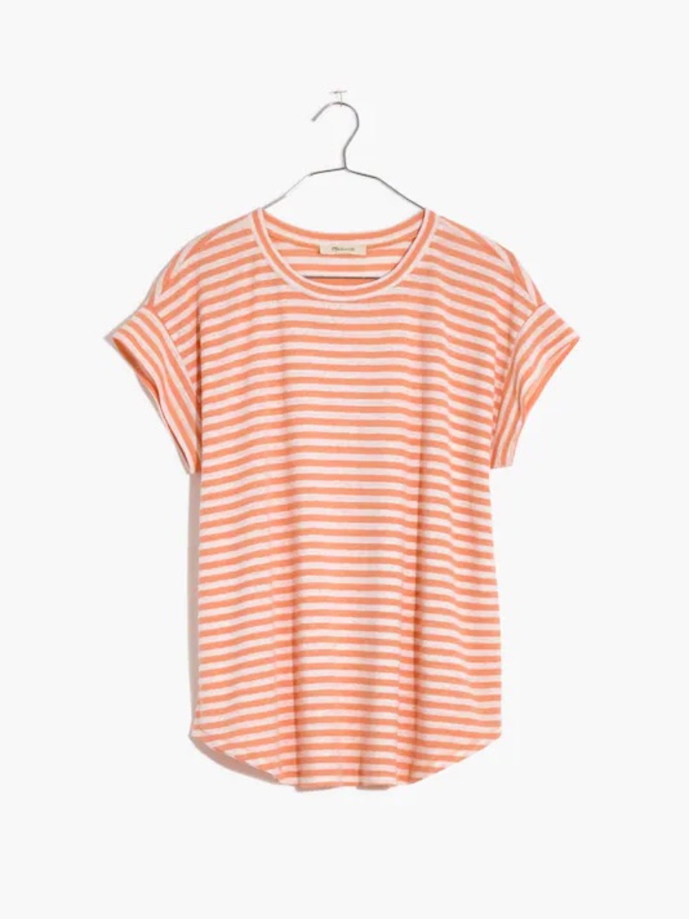 Linen-Blend Asbury Tee in Lorrie Stripe (Peach)